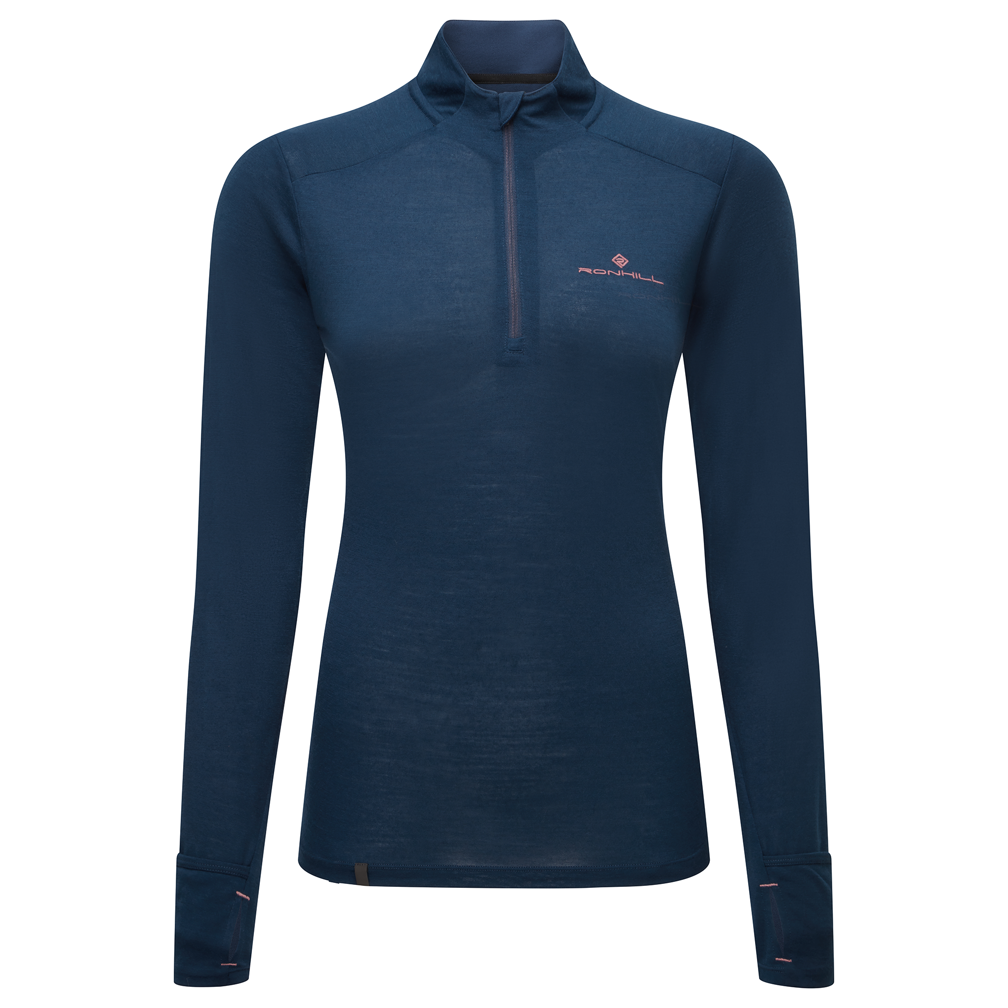 RonHill Womens Tech Merino 1/2 Zip - Dark Navy/Dusty Tulip - AW25