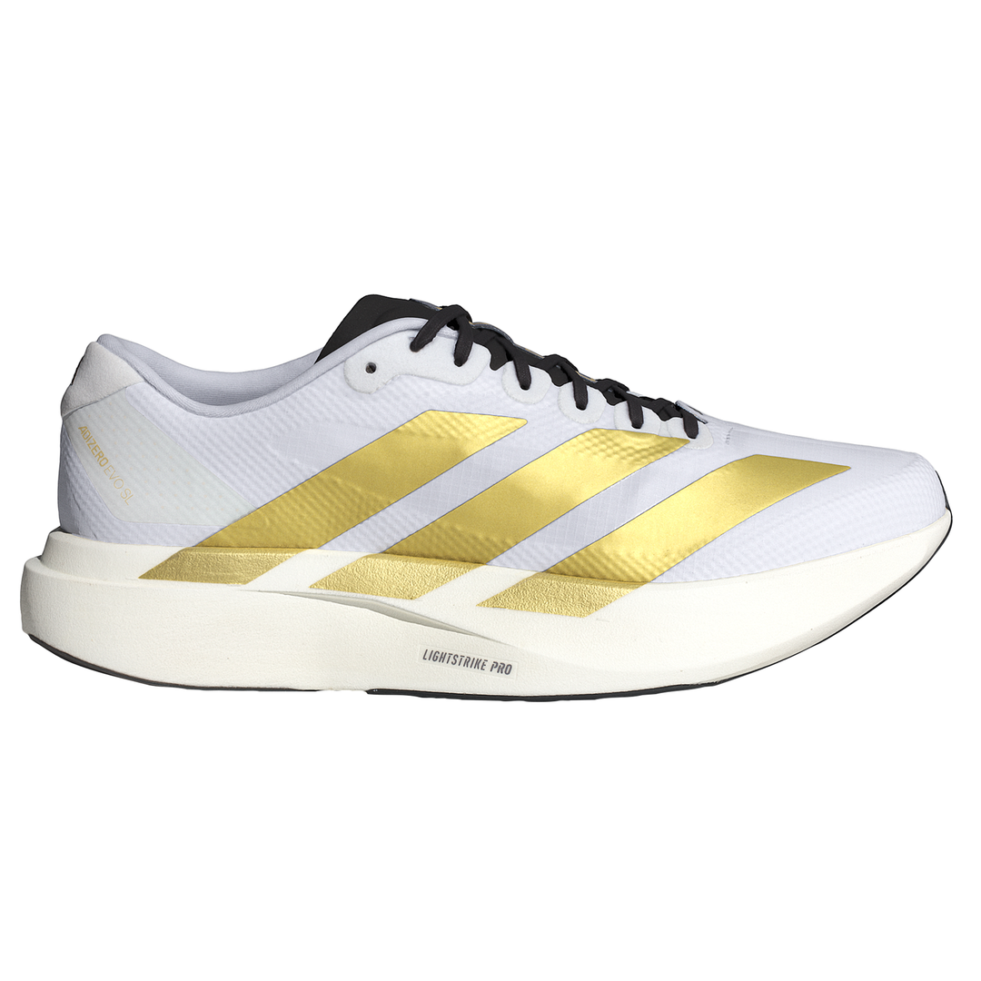 Adidas Mens Adizero Evo SL Woven - Footwear White/Matte Gold/Core Black - Neutral - SS26