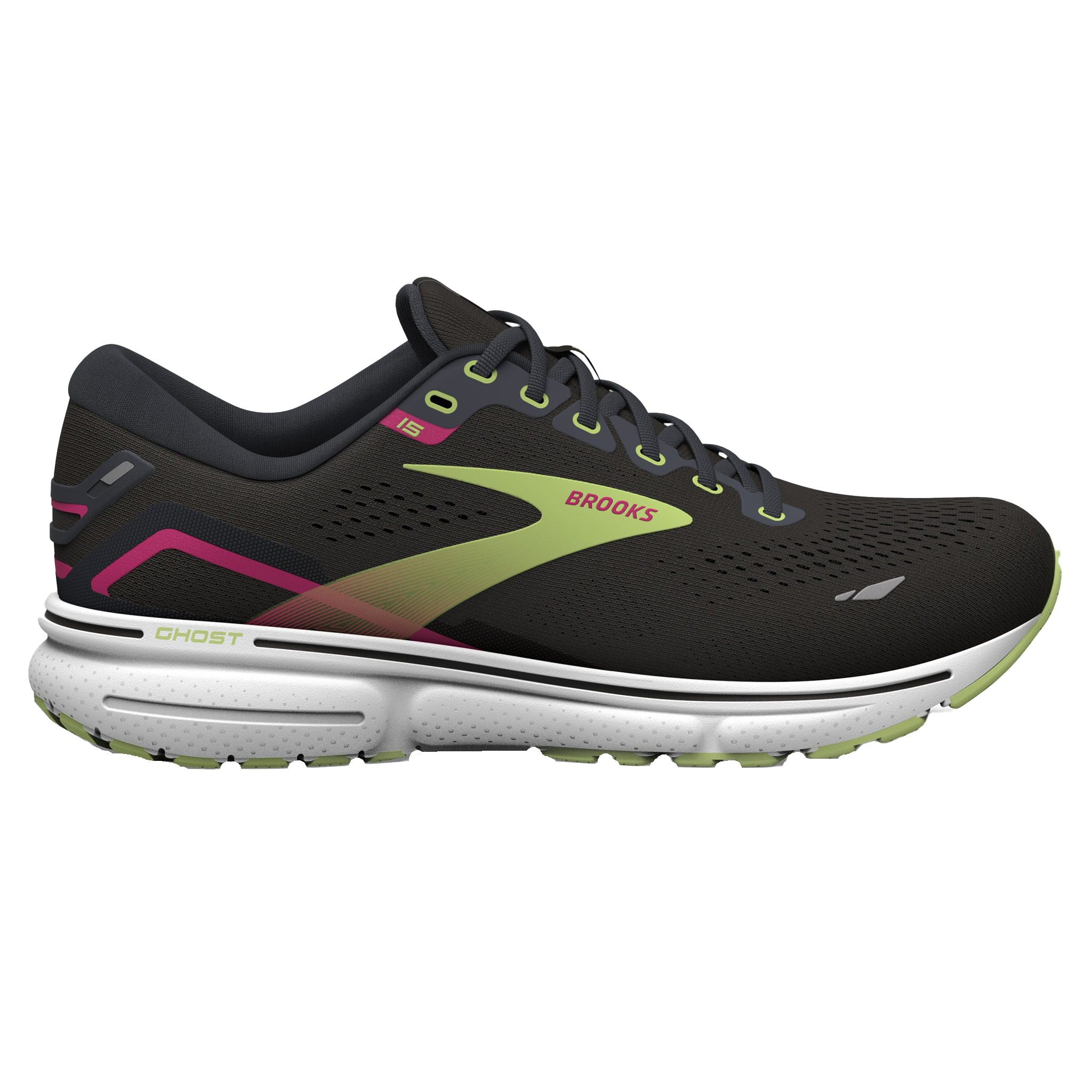 Brooks Womens Ghost 15 - Black/Ebony/Sharp Green - Neutral