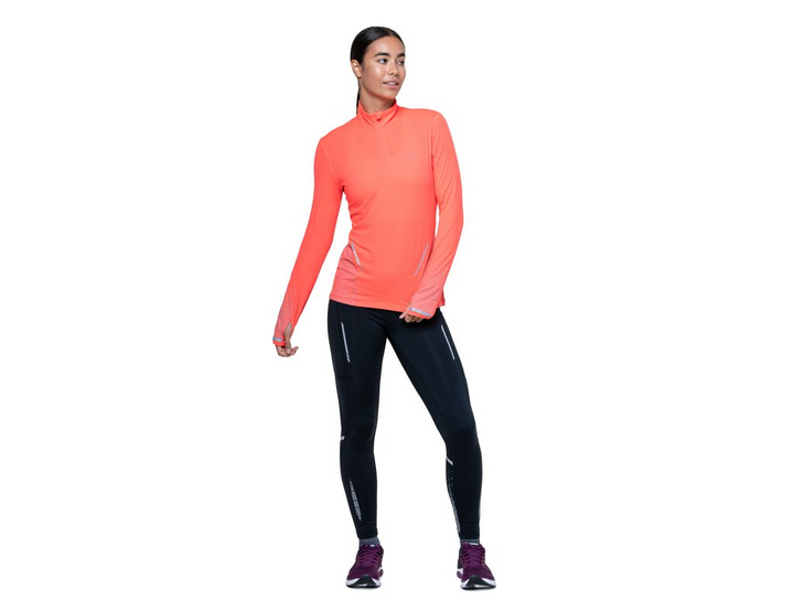 RonHill Womens Tech Reflect 1/2 Zip - Hot Coral/Reflect - AW25