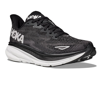 Hoka Mens Clifton 9 Wide - 2E Width - Black/White - Neutral