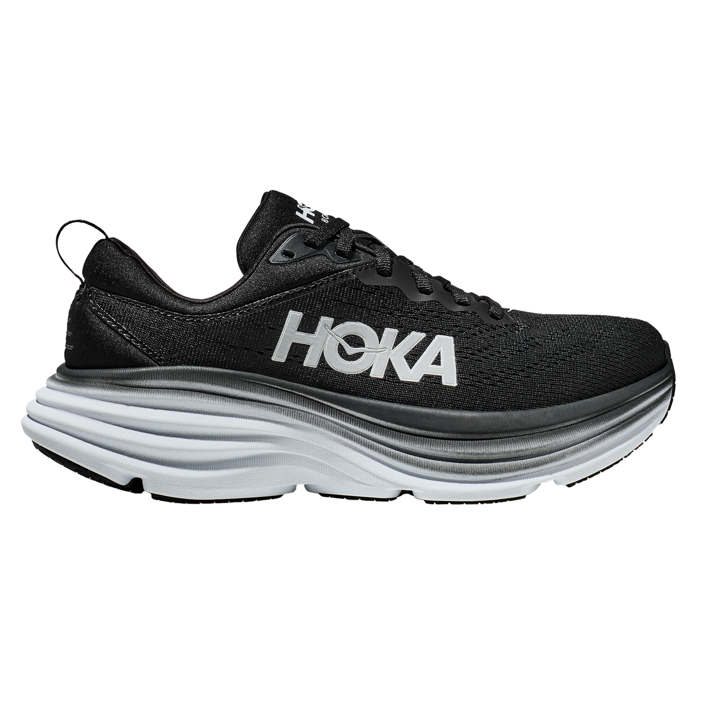 Hoka Mens Bondi 8 - Black/White - Neutral