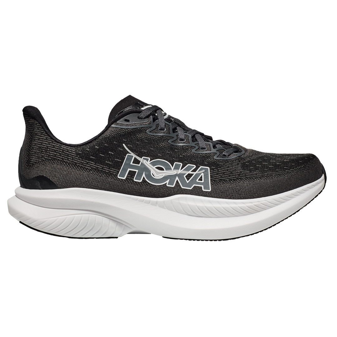 Hoka Mens Mach 6 Wide 2E Width Black White Run North West