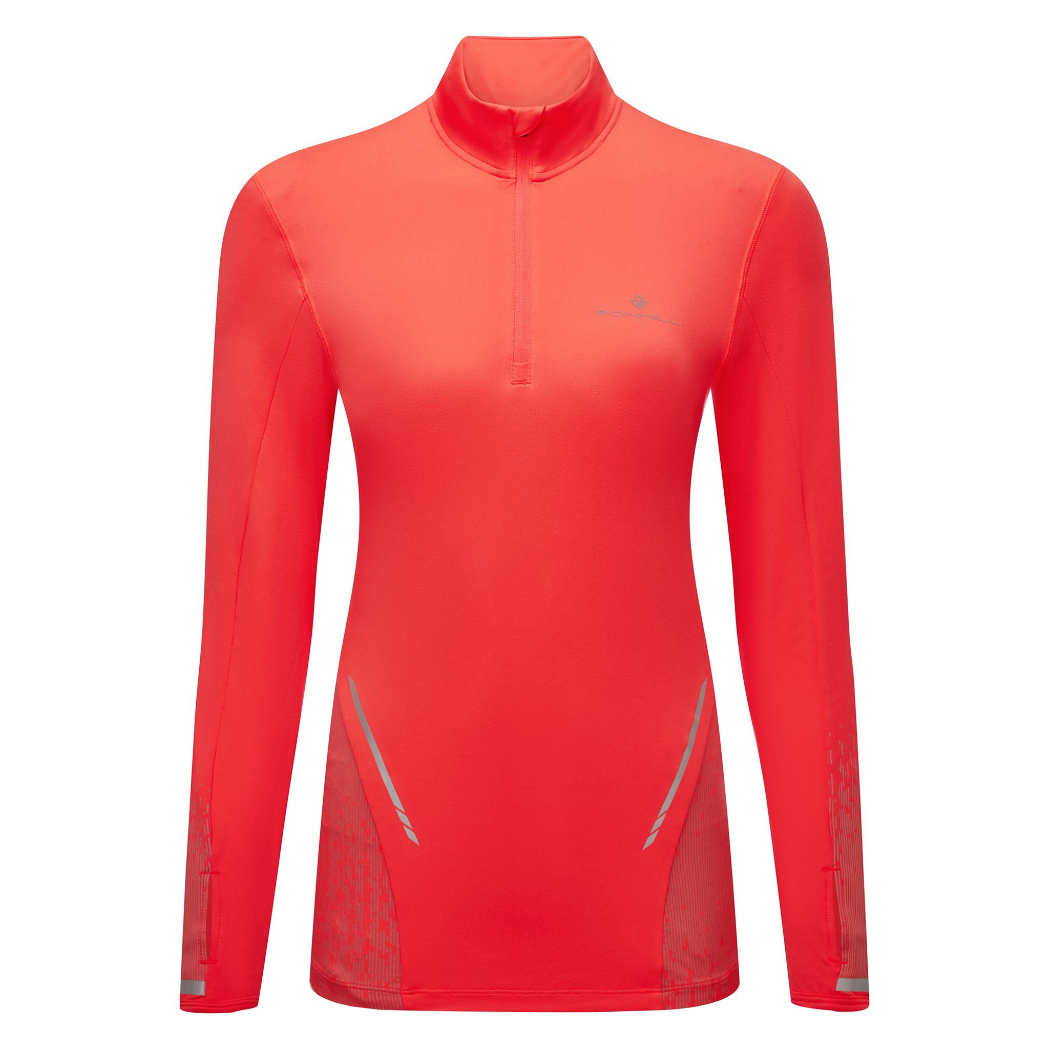 RonHill Womens Tech Reflect 1/2 Zip - Hot Coral/Reflect - AW25