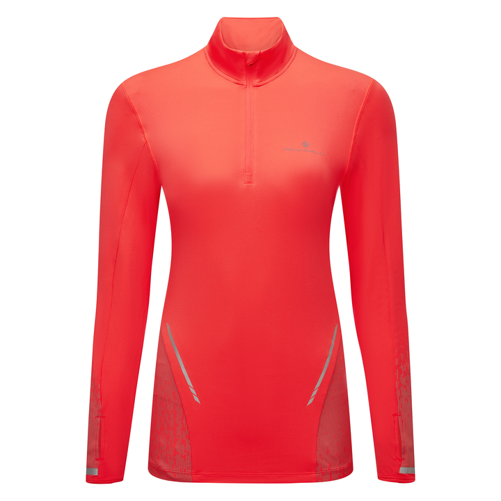RonHill Womens Tech Reflect 1/2 Zip - Hot Coral/Reflect - AW25