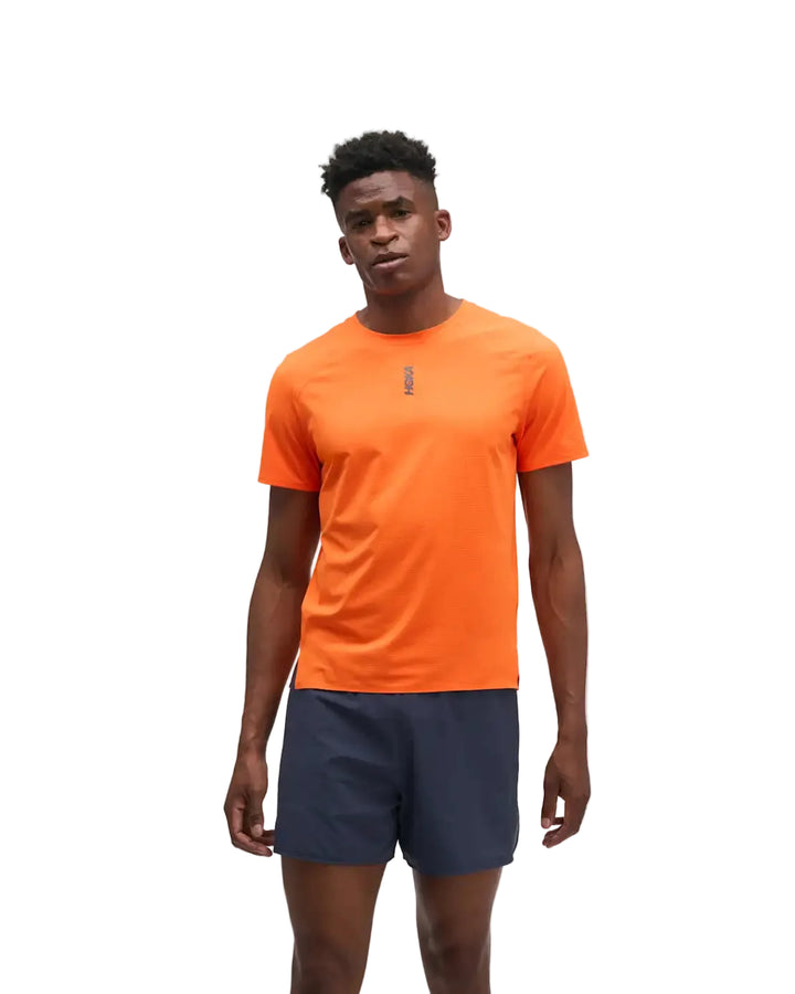 Hoka Mens Everyrun Short Sleeve - Electric Tangerine - AW26