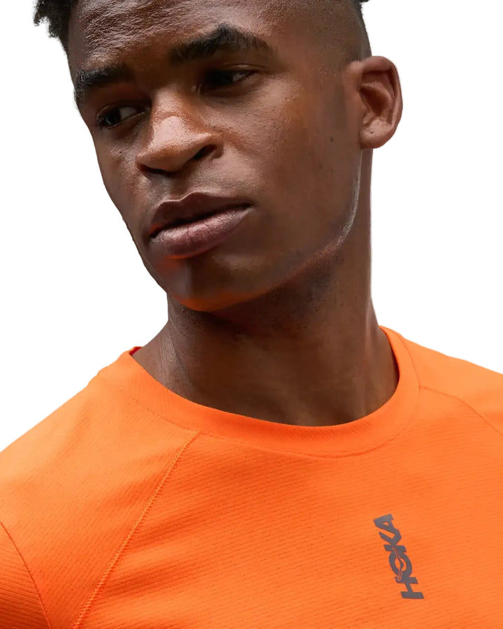 Hoka Mens Everyrun Short Sleeve - Electric Tangerine - AW26