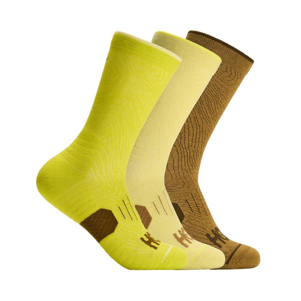 Hoka Unisex Crew Run Sock 3-Pack - Hoka Citrus/Pomelo Yellow/Mustard Seed - AW26