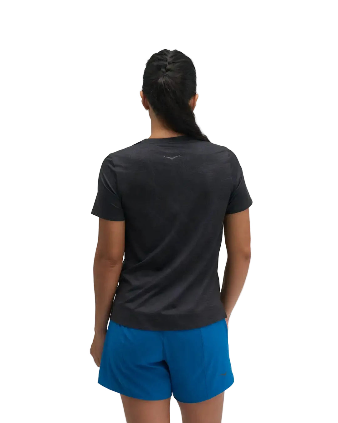 Hoka Womens Everyrun Printed Short Sleeve - Black/Squid Ink - AW26
