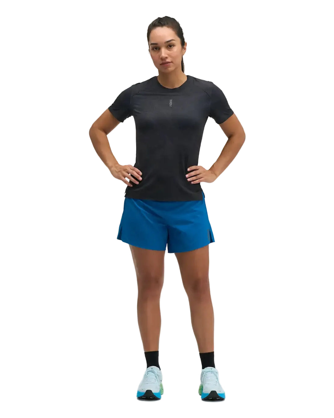 Hoka Womens Everyrun Printed Short Sleeve - Black/Squid Ink - AW26