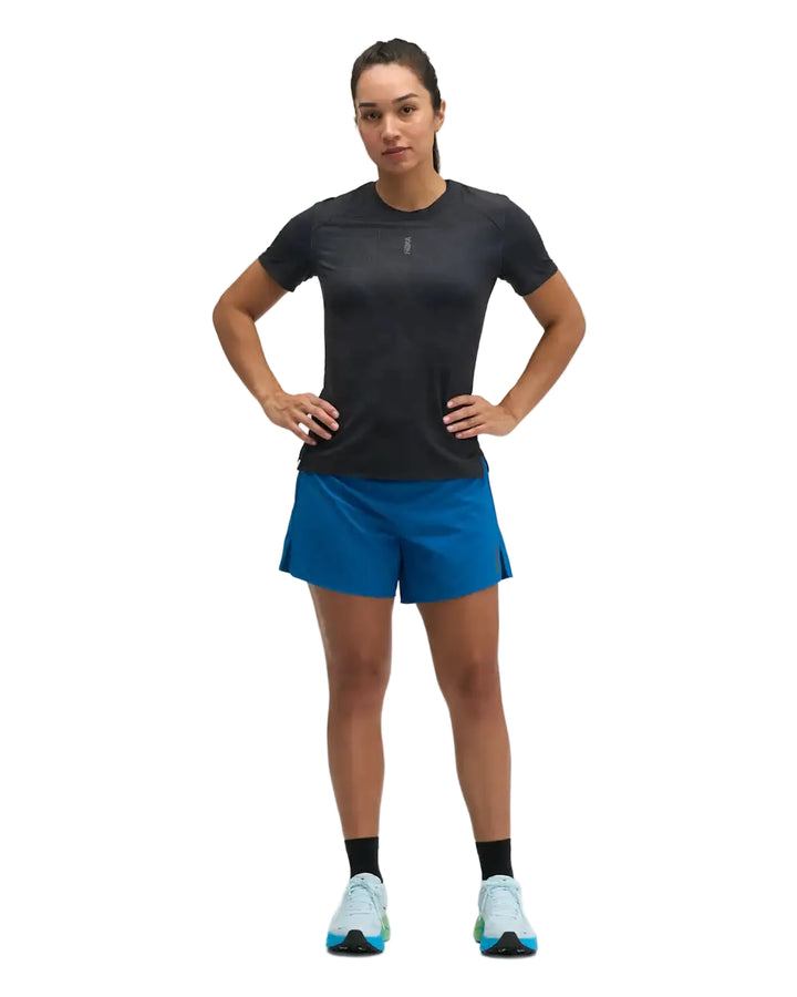 Hoka Womens Everyrun Printed Short Sleeve - Black/Squid Ink - AW26