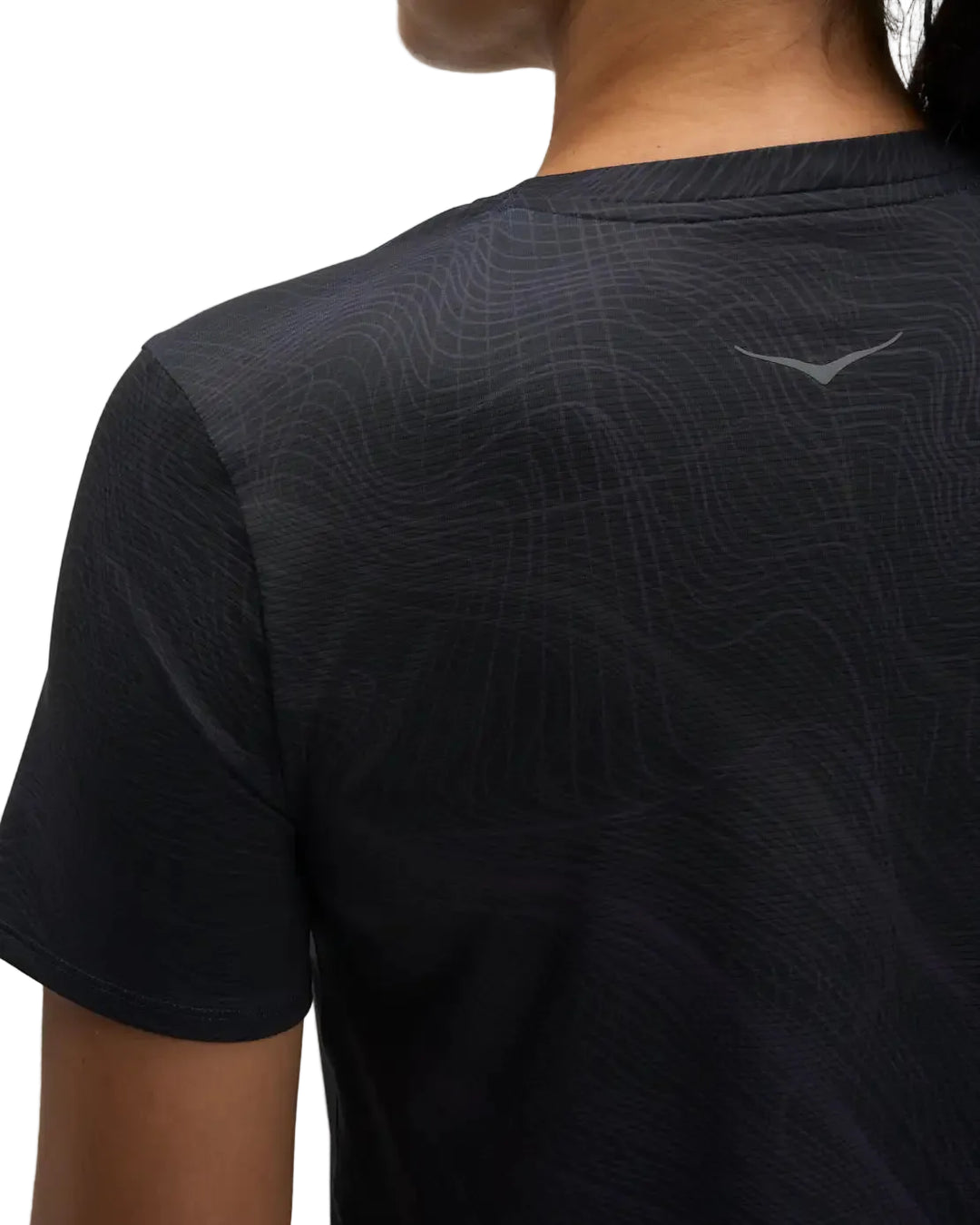 Hoka Womens Everyrun Printed Short Sleeve - Black/Squid Ink - AW26