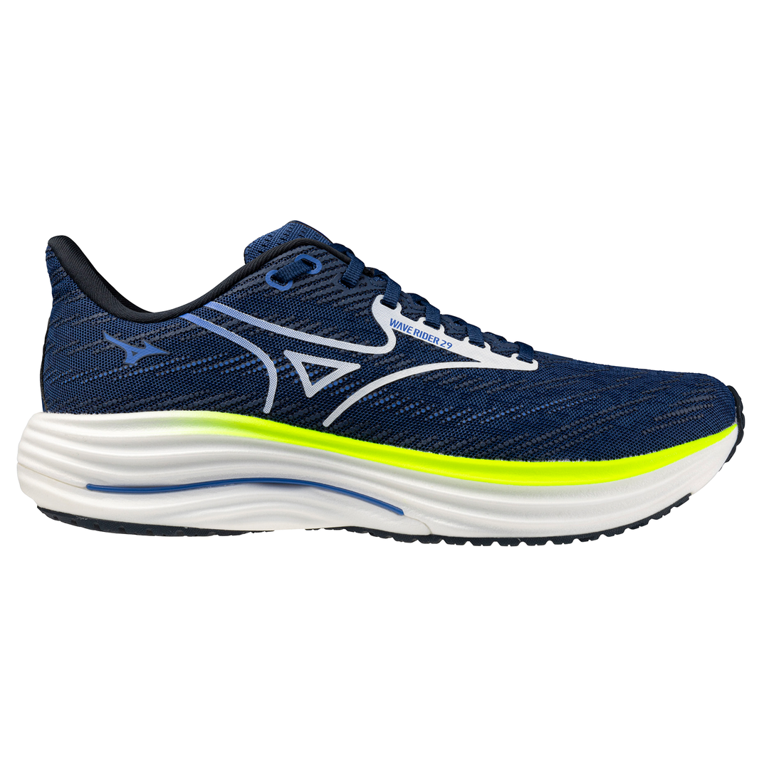 Mizuno Mens Wave Rider 29 - Estate Blue/White/Lightning Yellow - Neutral - SS26
