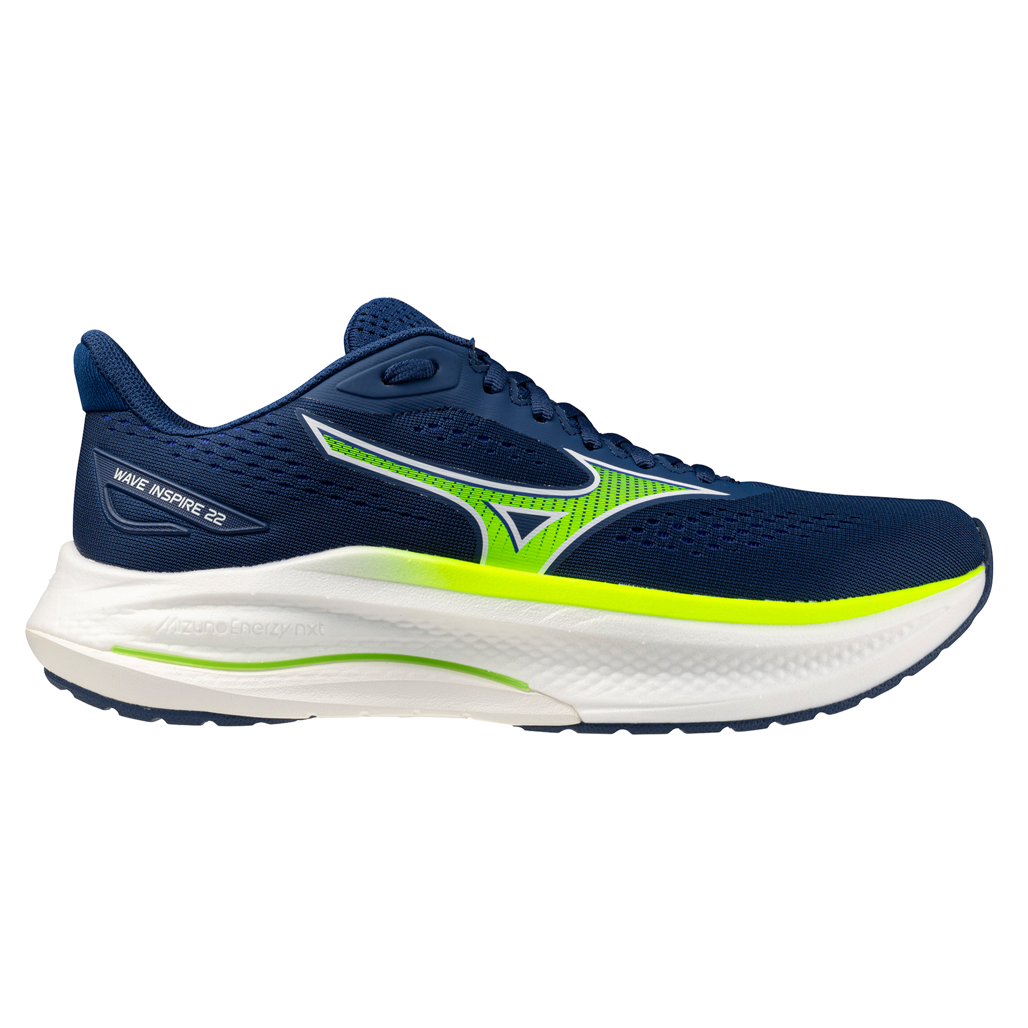 Mizuno Mens Wave Inspire 22 - Estate Blue/Lightning Yellow/Lightning Yellow - Stability - SS26