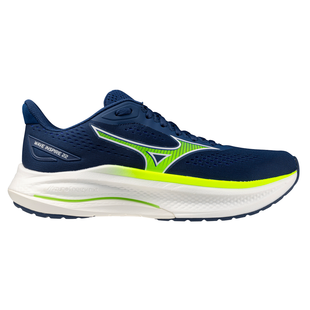 Mizuno Mens Wave Inspire 22 - Estate Blue/Lightning Yellow/Lightning Yellow - Stability - SS26