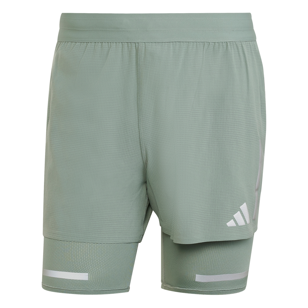 Adidas Mens Ultimate Running Reflective 2-in-1 Shorts - Silver Green