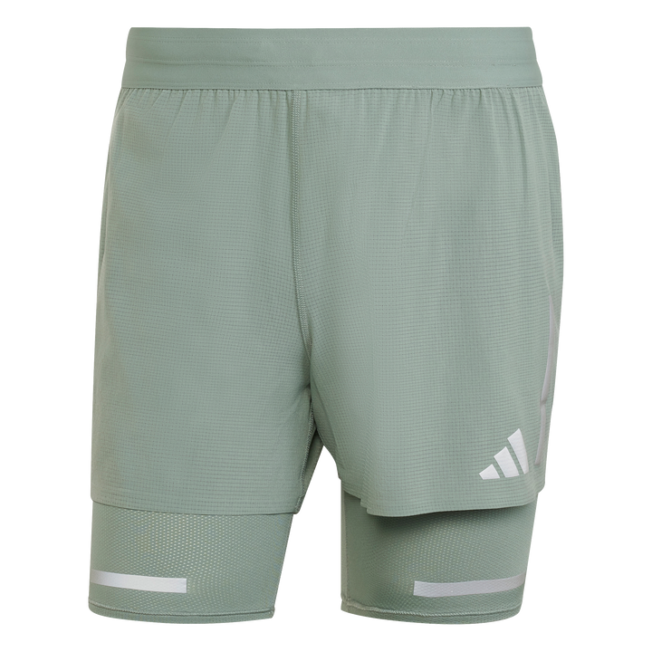 Adidas Mens Ultimate Running Reflective 2-in-1 Shorts - Silver Green