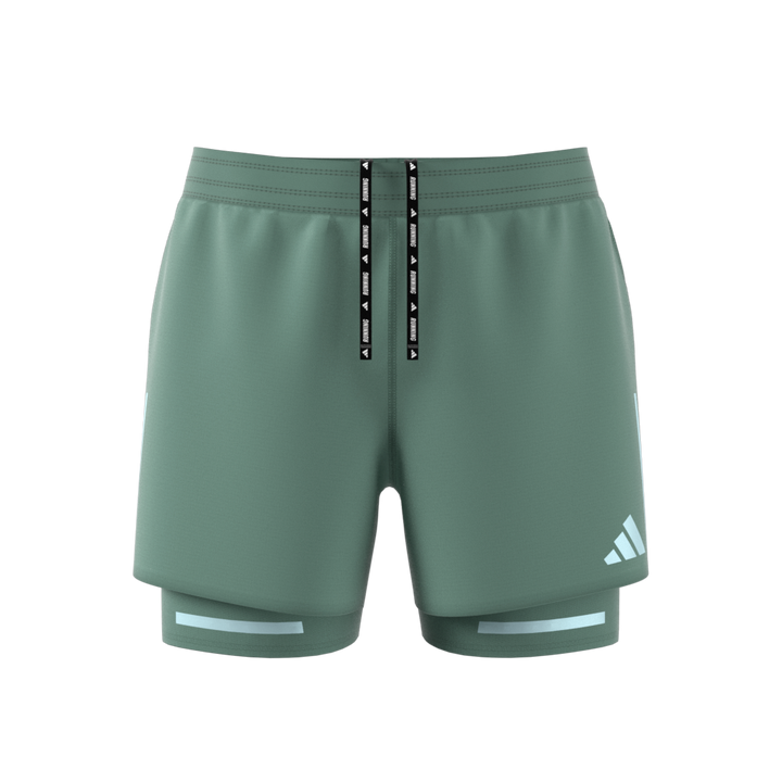 Adidas Mens Ultimate Running Reflective 2-in-1 Shorts - Silver Green