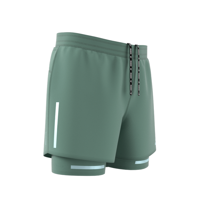 Adidas Mens Ultimate Running Reflective 2-in-1 Shorts - Silver Green