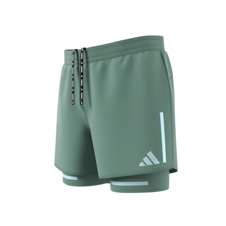 Adidas Mens Ultimate Running Reflective 2-in-1 Shorts - Silver Green