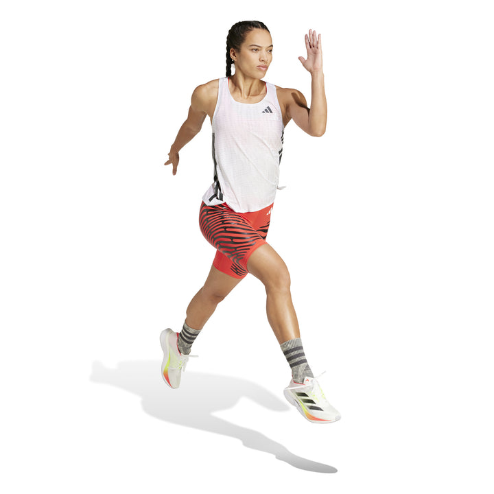 Adidas Womens Adizero Singlet - White/Solid Grey