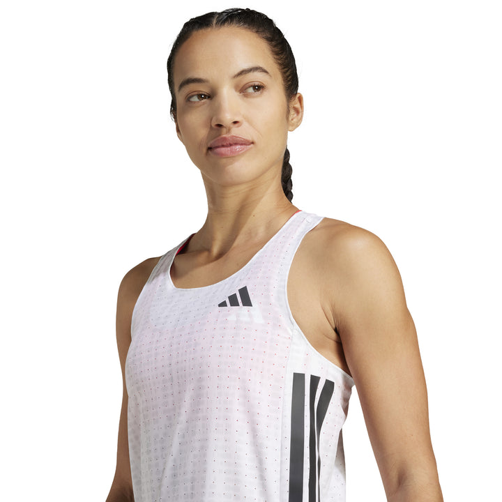 Adidas Womens Adizero Singlet - White/Solid Grey