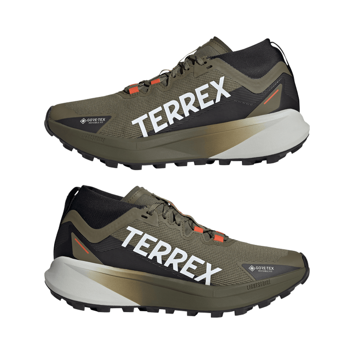 Adidas Mens Terrex Agravic GTX - Olive Strata/Cloud White/Semi Impact Orange - Trail - SS25