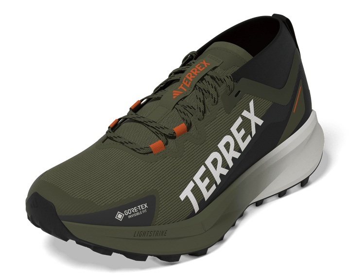 Adidas Mens Terrex Agravic GTX - Olive Strata/Cloud White/Semi Impact Orange - Trail - SS25