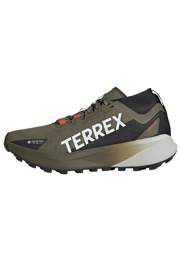 Adidas Mens Terrex Agravic GTX - Olive Strata/Cloud White/Semi Impact Orange - Trail - SS25