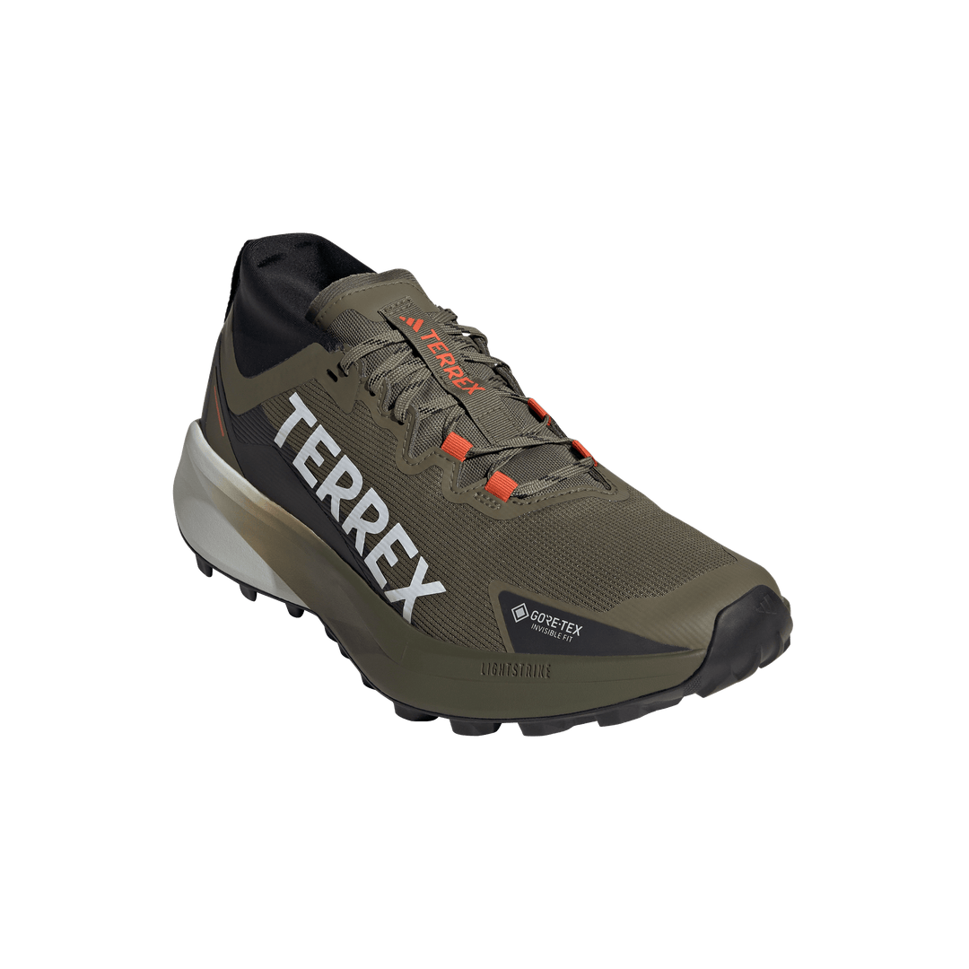 Adidas Mens Terrex Agravic GTX - Olive Strata/Cloud White/Semi Impact Orange - Trail - SS25