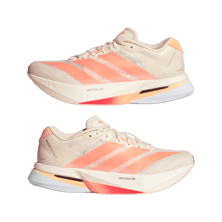 Adidas Womens Adizero Boston 13 - Off White/Beam Orange/Acid Orange - Neutral - SS26