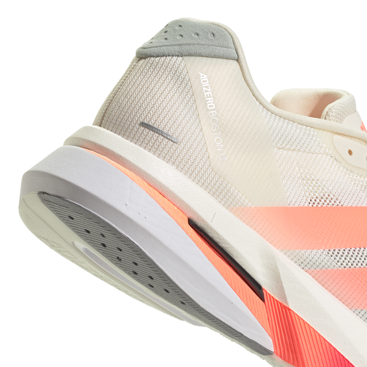 Adidas Mens Adizero Boston 13 - Off White/Lucid Orange/Grey - Neutral - SS26