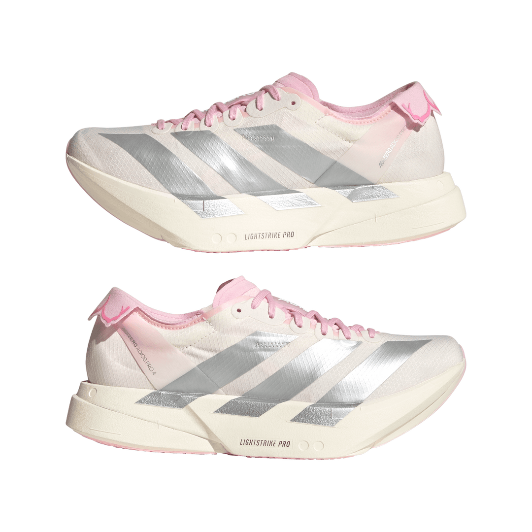 Adidas Womens Adizero Adios Pro 4 - Core White/Silver Metallic/Clear Pink - Neutral - SS26