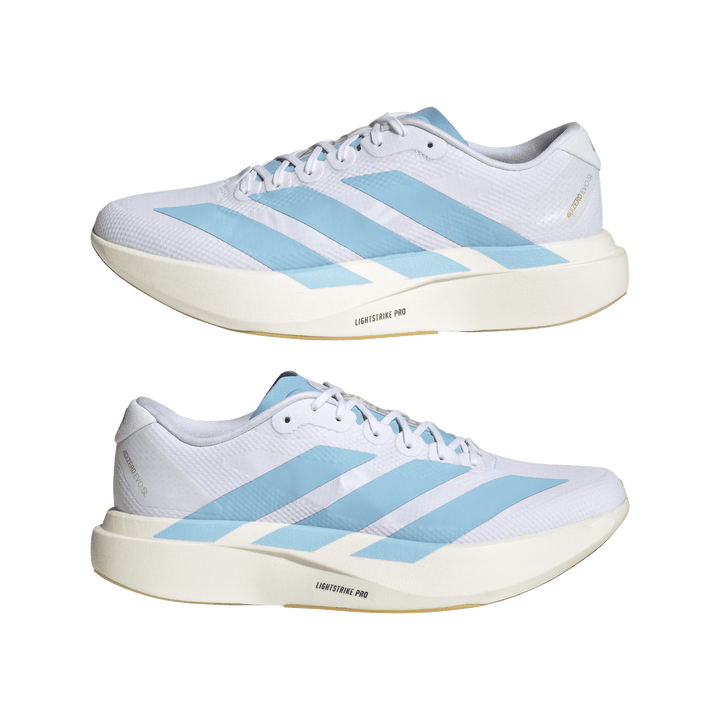 Adidas Mens Adizero Evo SL Woven - Cloud White/Clear Blue/Matte Gold - Neutral - SS26