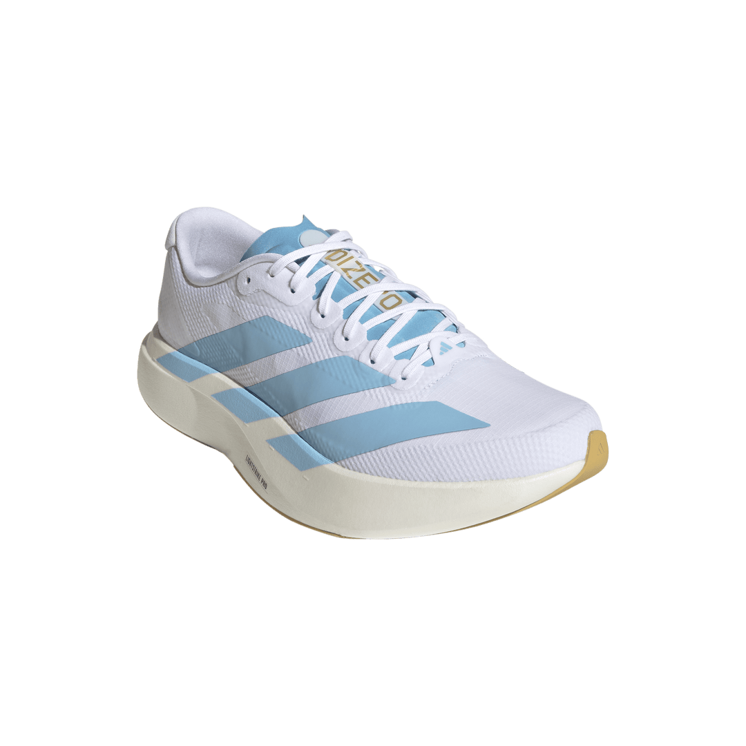 Adidas Mens Adizero Evo SL Woven - Cloud White/Clear Blue/Matte Gold - Neutral - SS26