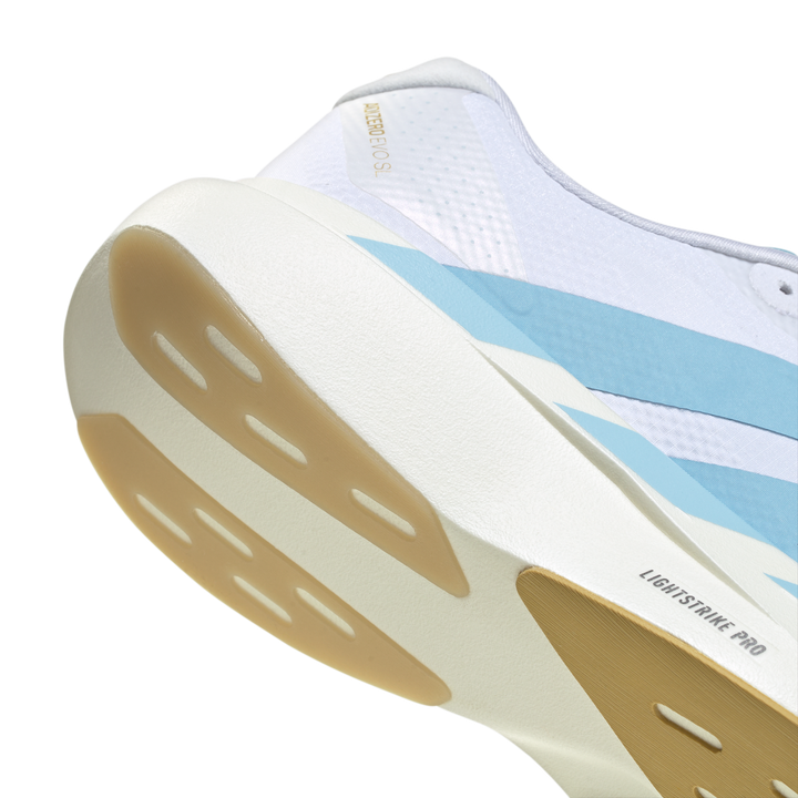 Adidas Mens Adizero Evo SL Woven - Cloud White/Clear Blue/Matte Gold - Neutral - SS26