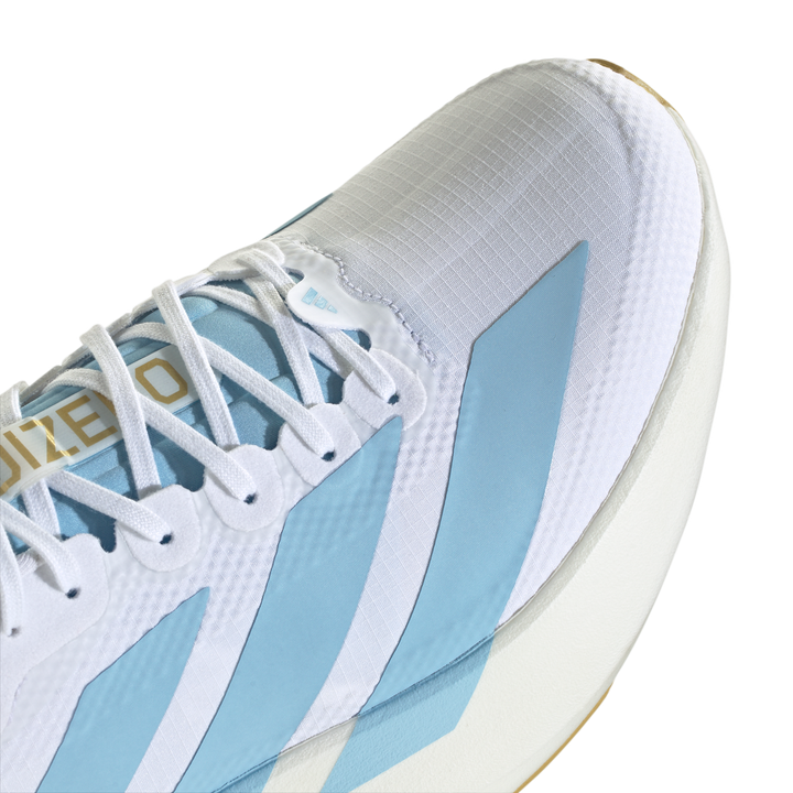Adidas Mens Adizero Evo SL Woven - Cloud White/Clear Blue/Matte Gold - Neutral - SS26