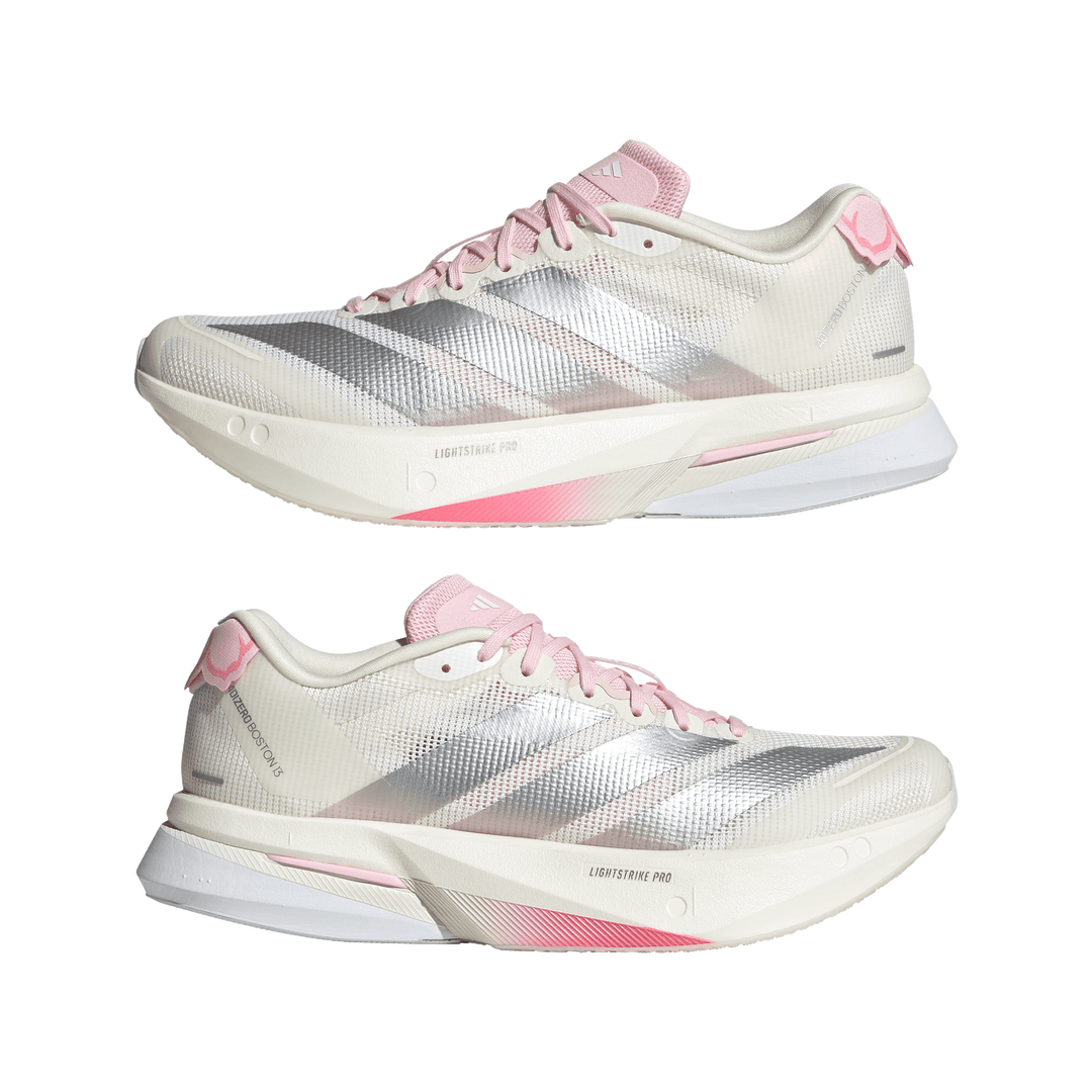 Adidas Womens Adizero Boston 13 - Core White/Silver Metallic/Clear Pink - Neutral - SS26