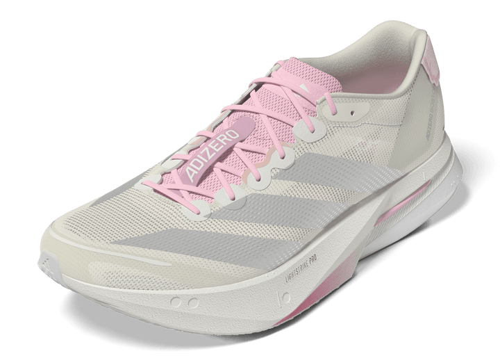 Adidas Womens Adizero Boston 13 - Core White/Silver Metallic/Clear Pink - Neutral - SS26