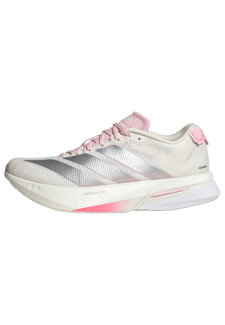 Adidas Womens Adizero Boston 13 - Core White/Silver Metallic/Clear Pink - Neutral - SS26