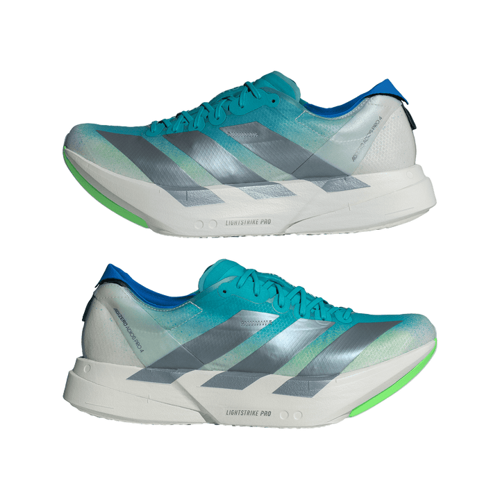 Adidas Mens Adizero Adios Pro 4 - Hi-Res Aqua/Iron Metallic/Grey One - Neutral - SS26