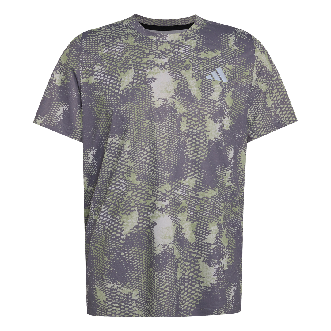 Adidas Mens ADI365 Climacool Animal Print Iconic Tee - Grey Two/Tent Green/Trace Grey - AW26