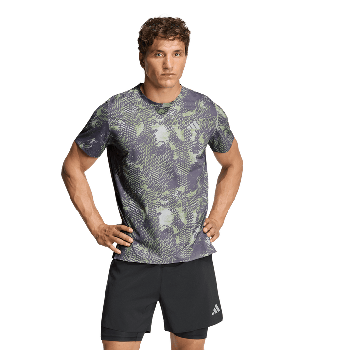Adidas Mens ADI365 Climacool Animal Print Iconic Tee - Grey Two/Tent Green/Trace Grey - AW26