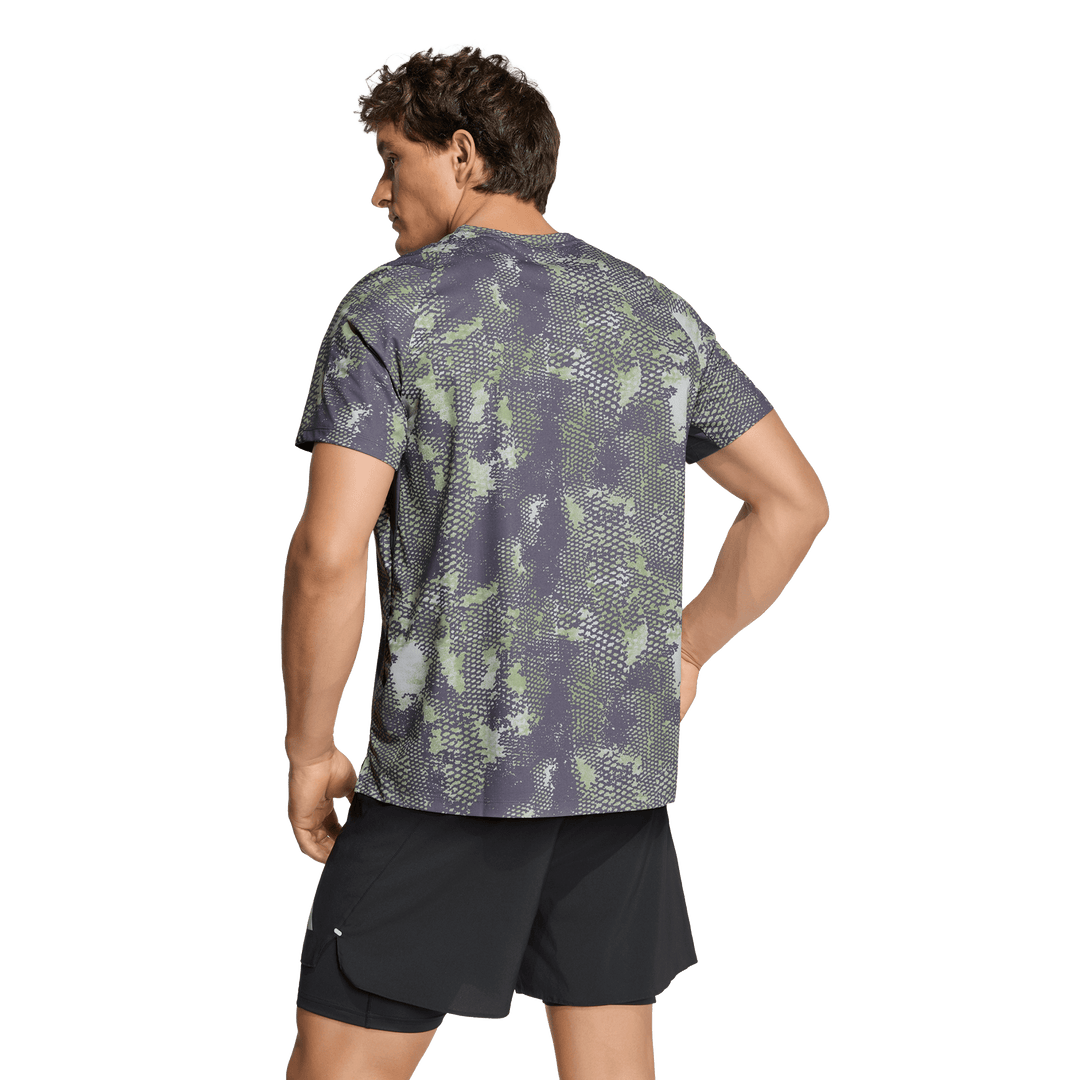 Adidas Mens ADI365 Climacool Animal Print Iconic Tee - Grey Two/Tent Green/Trace Grey - AW26