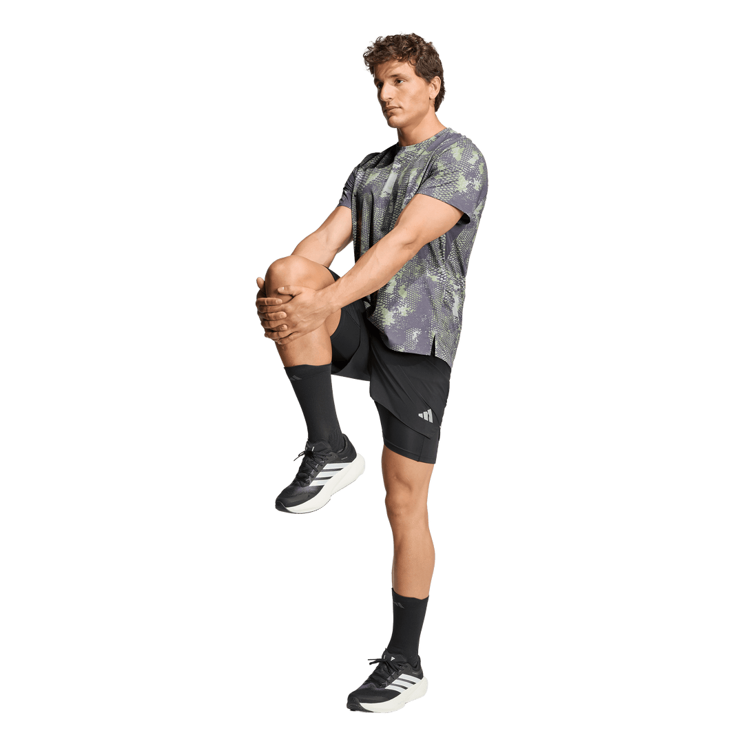 Adidas Mens ADI365 Climacool Animal Print Iconic Tee - Grey Two/Tent Green/Trace Grey - AW26