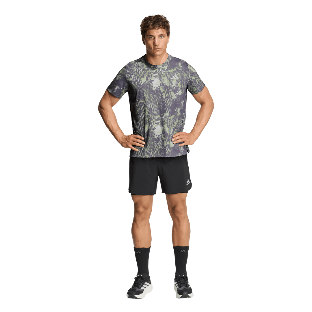 Adidas Mens ADI365 Climacool Animal Print Iconic Tee - Grey Two/Tent Green/Trace Grey - AW26