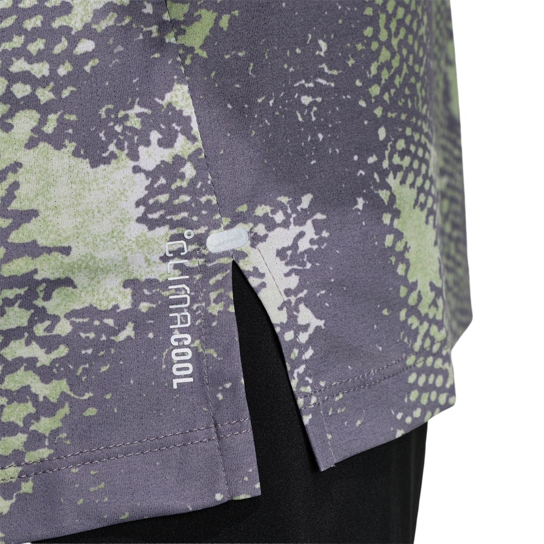 Adidas Mens ADI365 Climacool Animal Print Iconic Tee - Grey Two/Tent Green/Trace Grey - AW26
