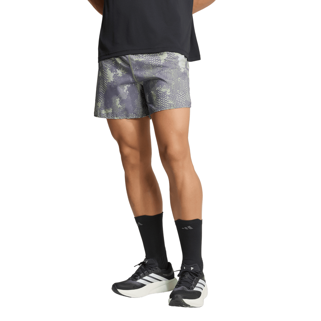 Adidas Mens ADI365 Animal Print Iconic 5" Shorts - Grey Two/Tent Green/Trace Grey - AW26