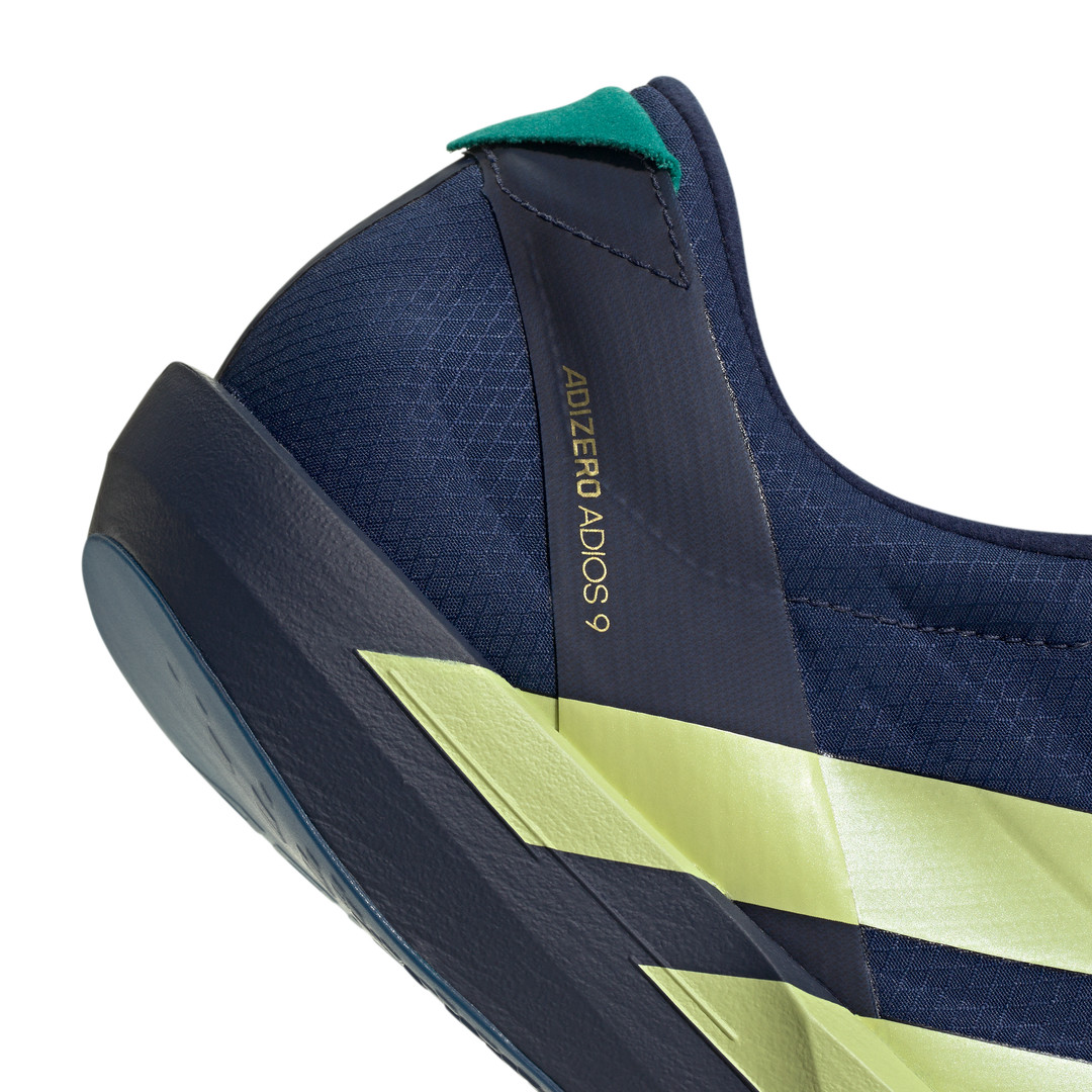 Adidas Mens Adizero Adios 9 - Dark Blue/Yellow Tint/Clear Pink - Neutral - AW26