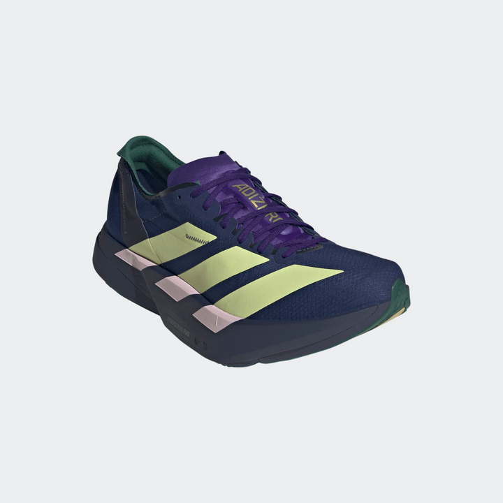 Adidas Mens Adizero Adios Pro 4 - Dark Blue/Yellow Tint/Clear Pink - Neutral - AW26